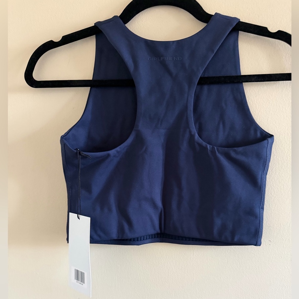 New! girlfriend collective Navy Cropped Tank Top - Picture 2 of 3